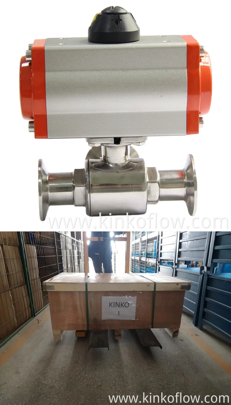Válvula de esfera sanitária pneumática CF8 de 2 vias rápida
