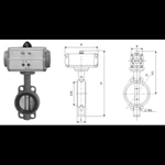 Válvula borboleta pneumática de ferro fundido cinzento DN40-600