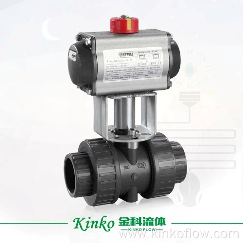 Válvula de esfera de PVC com atuador pneumático