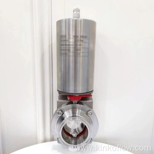 Válvula borboleta sanitária com atuador pneumático vertical