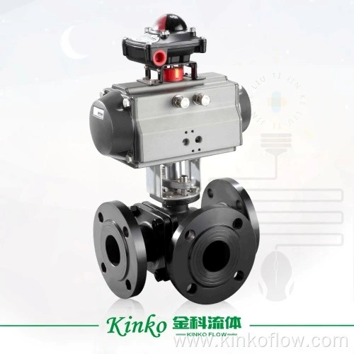 Válvula de esfera de flange pneumática Wcb/aço inoxidável