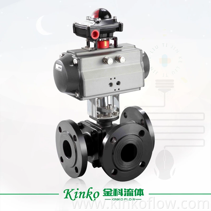 Válvula de esfera de flange pneumática Wcb/aço inoxidável